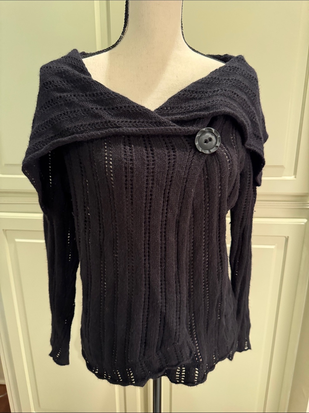 Mossimo Supply Co. Black Off-Shoulder Button-Accent Sweater